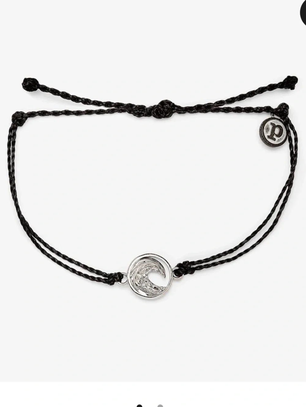 PURA VIDA Silver Swell Charm On Black Bracelet NEW Unisex Last one!